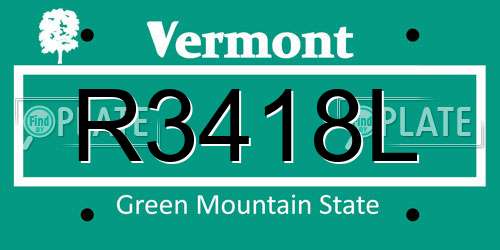 R3418L Vermont License Plate