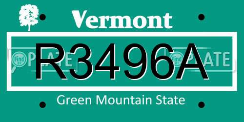 R3496A Vermont License Plate