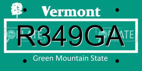 R349GA Vermont License Plate