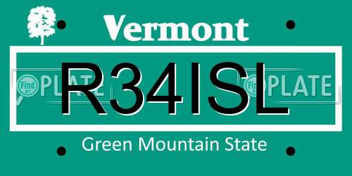 R34ISL Vermont License Plate