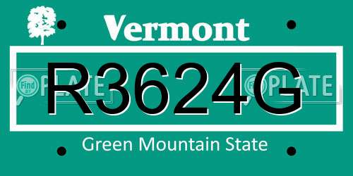 R3624G Vermont License Plate