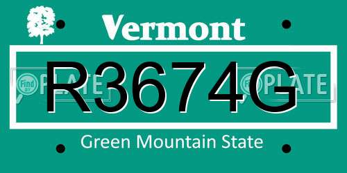 R3674G Vermont License Plate