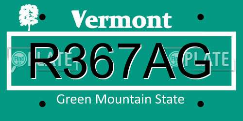 R367AG Vermont License Plate