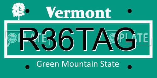 R36TAG Vermont License Plate
