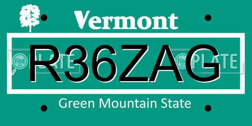 R36ZAG Vermont License Plate