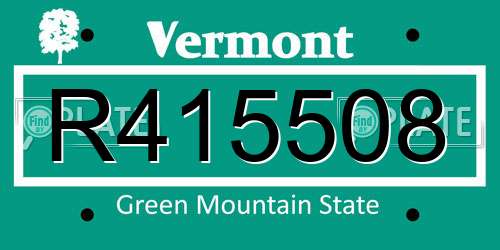 R415508 Vermont License Plate