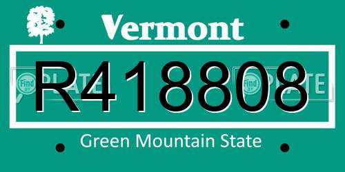 R418808 Vermont License Plate