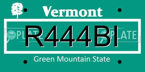 R444BI Vermont License Plate