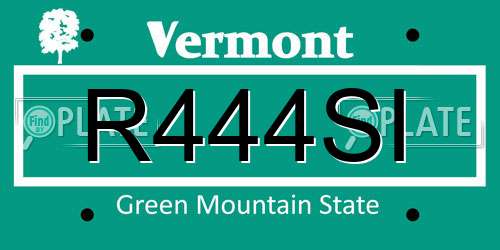 R444SI Vermont License Plate