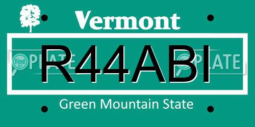 R44ABI Vermont License Plate