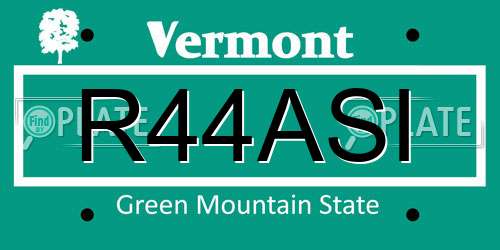 R44ASI Vermont License Plate