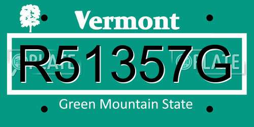 R51357G Vermont License Plate