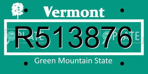 R513876 Vermont License Plate