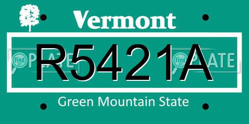 R5421A Vermont License Plate