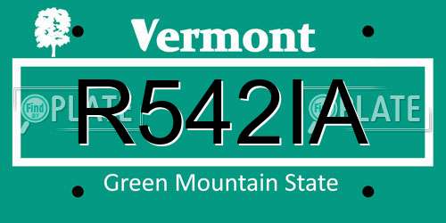 R542IA Vermont License Plate