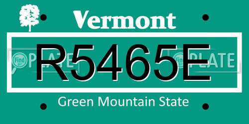 R5465E Vermont License Plate