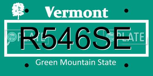 R546SE Vermont License Plate