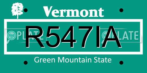 R547IA Vermont License Plate