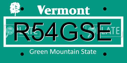 R54GSE Vermont License Plate