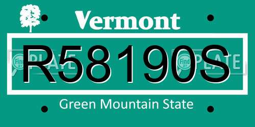 R58190S Vermont License Plate