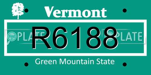 R6188 Vermont License Plate