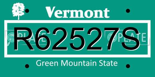 R62527S Vermont License Plate