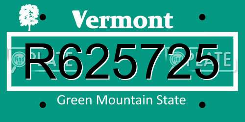 R625725 Vermont License Plate
