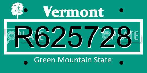 R625728 Vermont License Plate