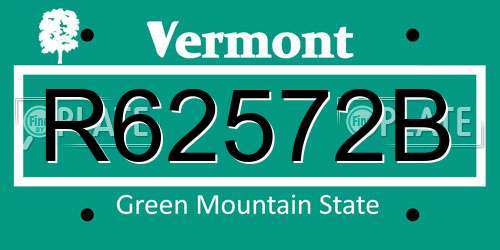 R62572B Vermont License Plate