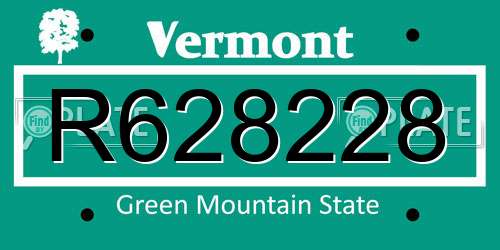 R628228 Vermont License Plate