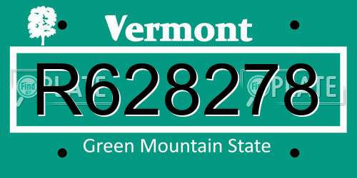 R628278 Vermont License Plate