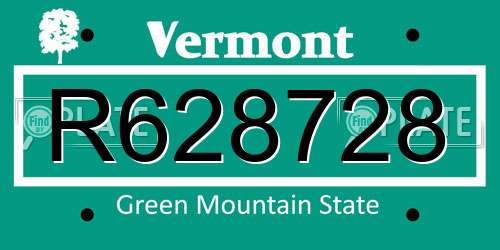 R628728 Vermont License Plate