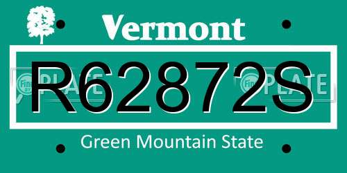 R62872S Vermont License Plate