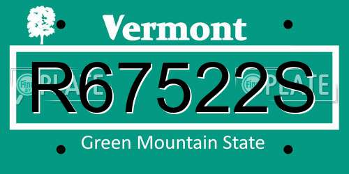 R67522S Vermont License Plate