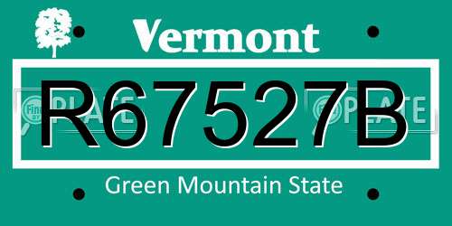 R67527B Vermont License Plate