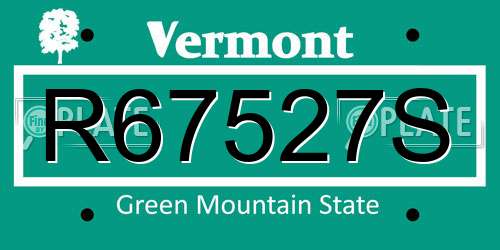 R67527S Vermont License Plate