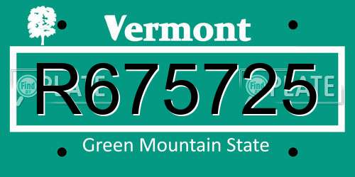 R675725 Vermont License Plate