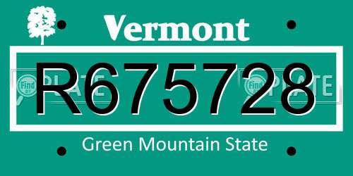 R675728 Vermont License Plate