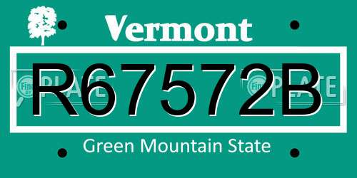 R67572B Vermont License Plate