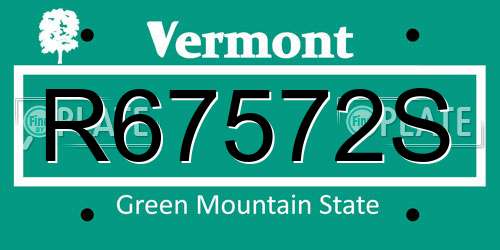 R67572S Vermont License Plate