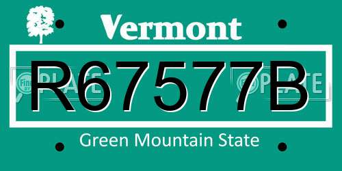 R67577B Vermont License Plate