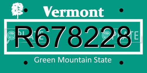 R678228 Vermont License Plate
