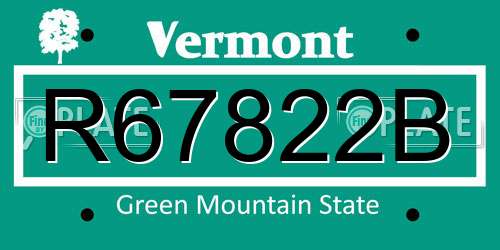 R67822B Vermont License Plate