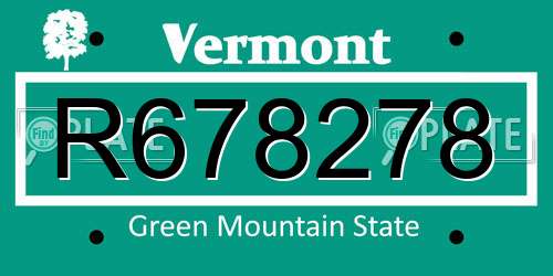 R678278 Vermont License Plate