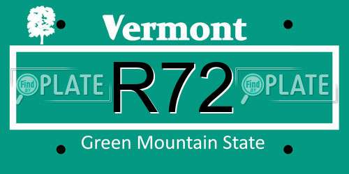 R72 Vermont License Plate