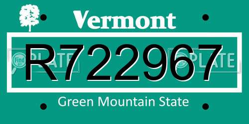 R722967 Vermont License Plate