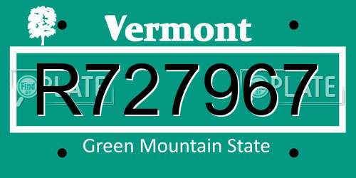 R727967 Vermont License Plate