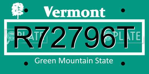 R72796T Vermont License Plate