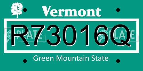 R73016Q Vermont License Plate
