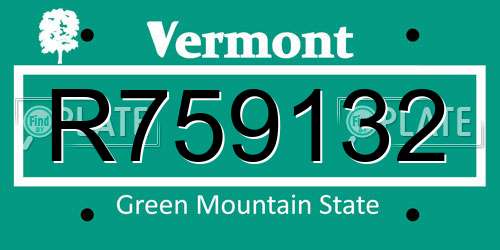 R759132 Vermont License Plate